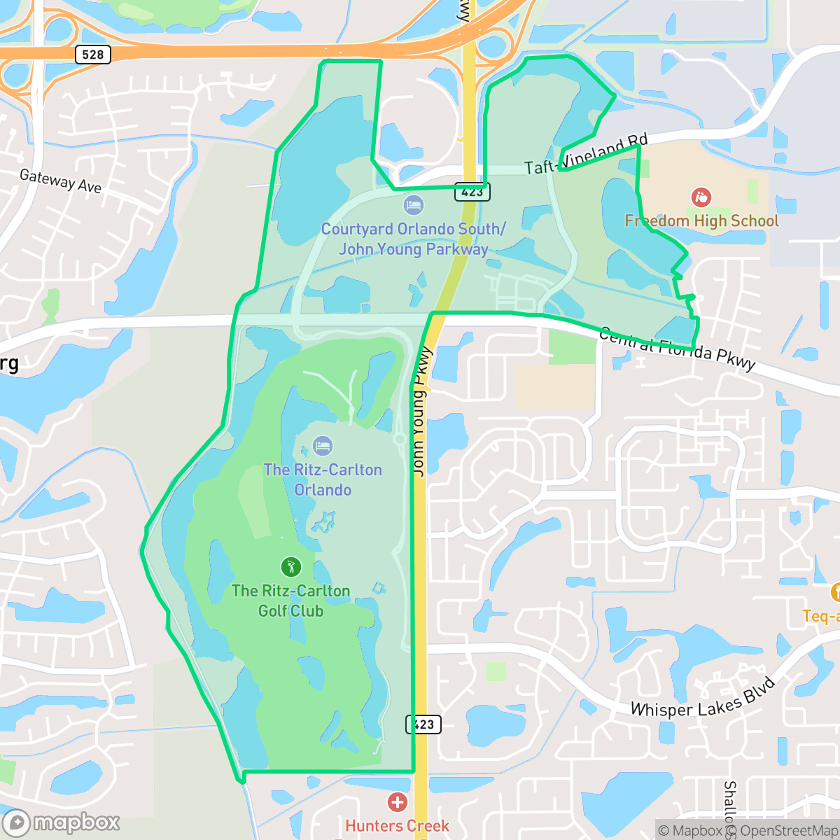 Map showing the location of Grande Lakes, Williamsburg, FL