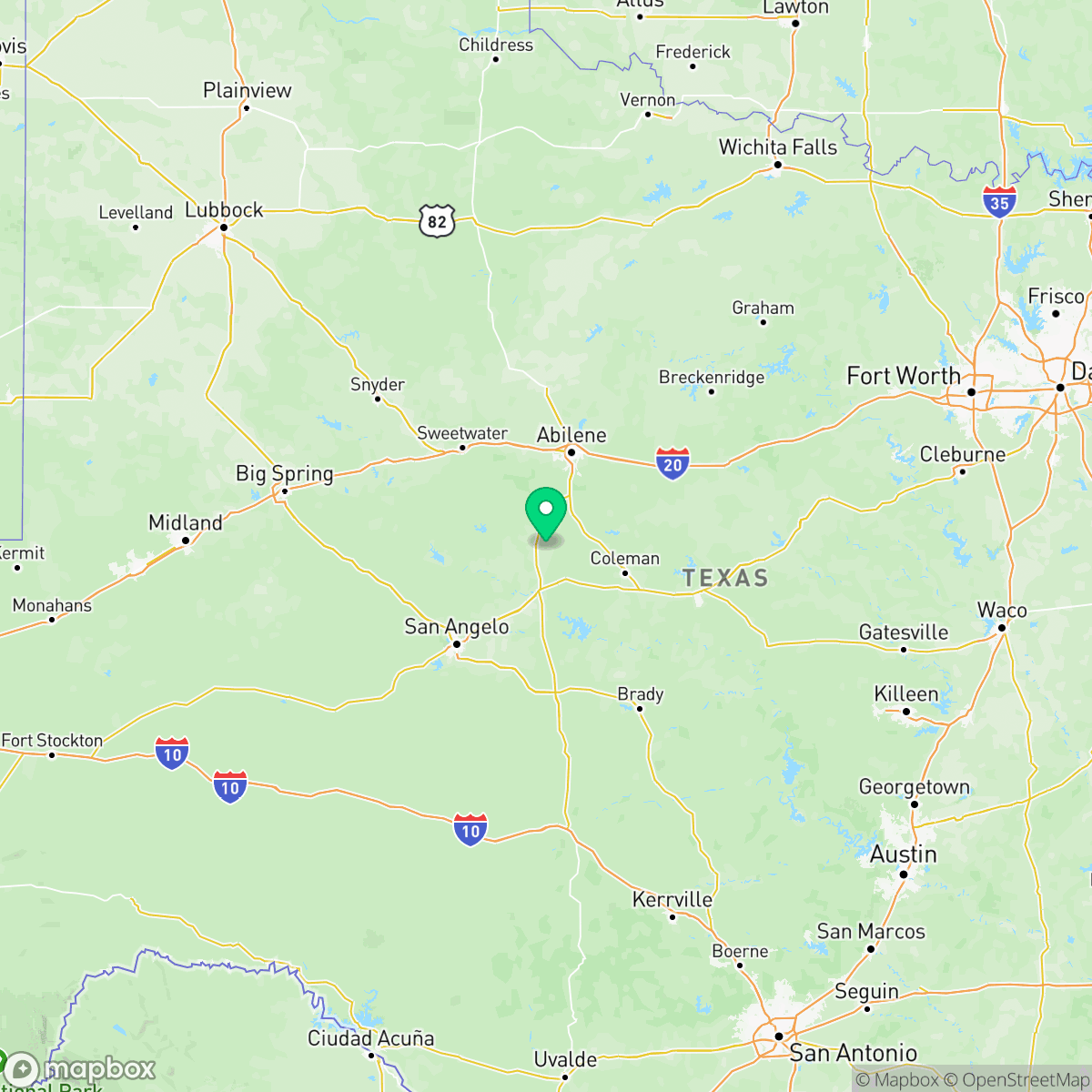 Map showing the location of Texas — coverage area
