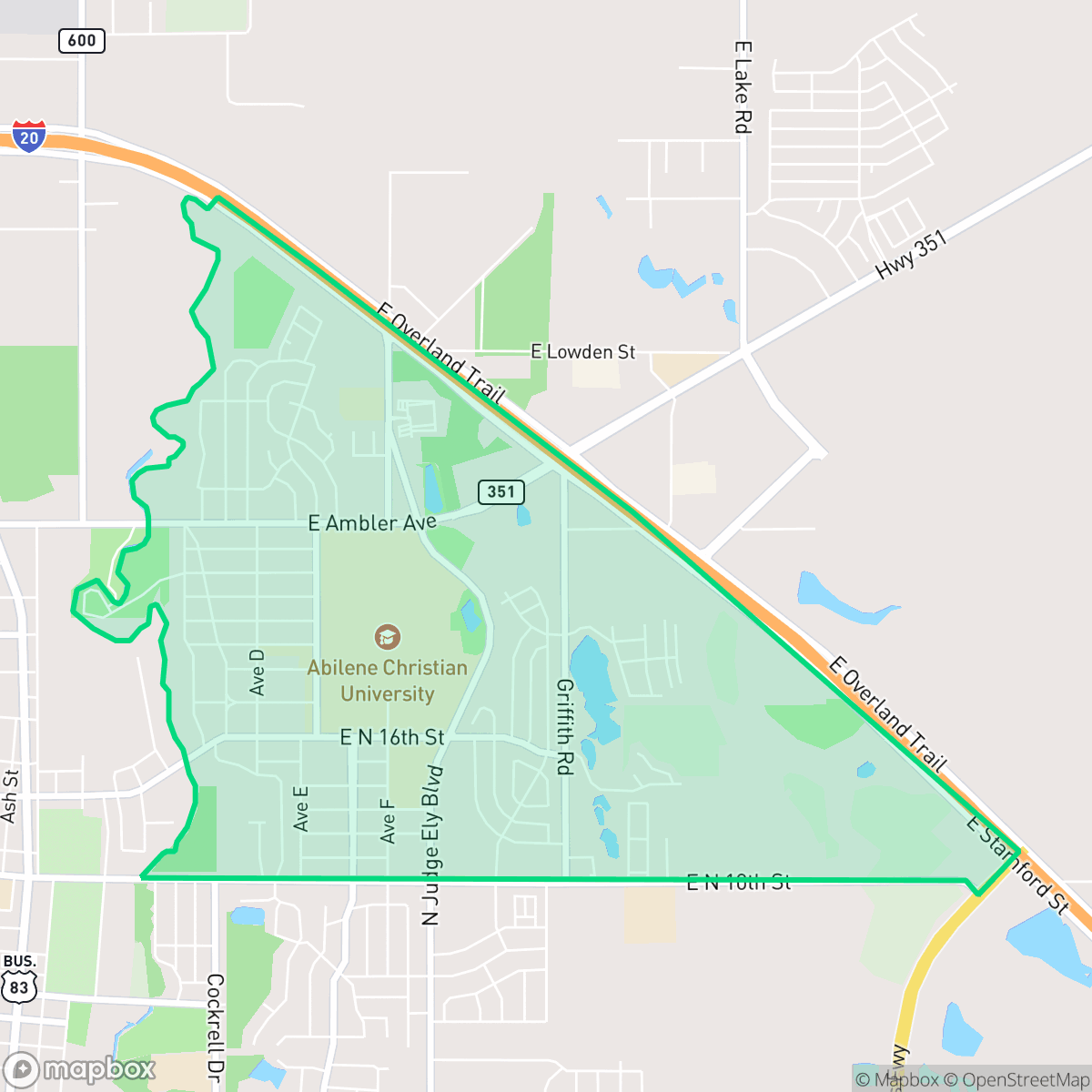 Map showing the location of Abilene Heights, Abilene, TX