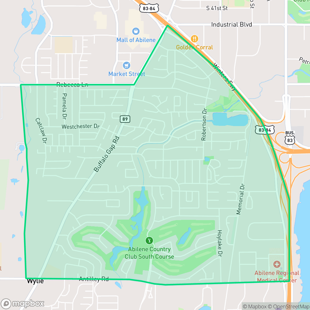 Map showing the location of Chimney Rock, Abilene, TX