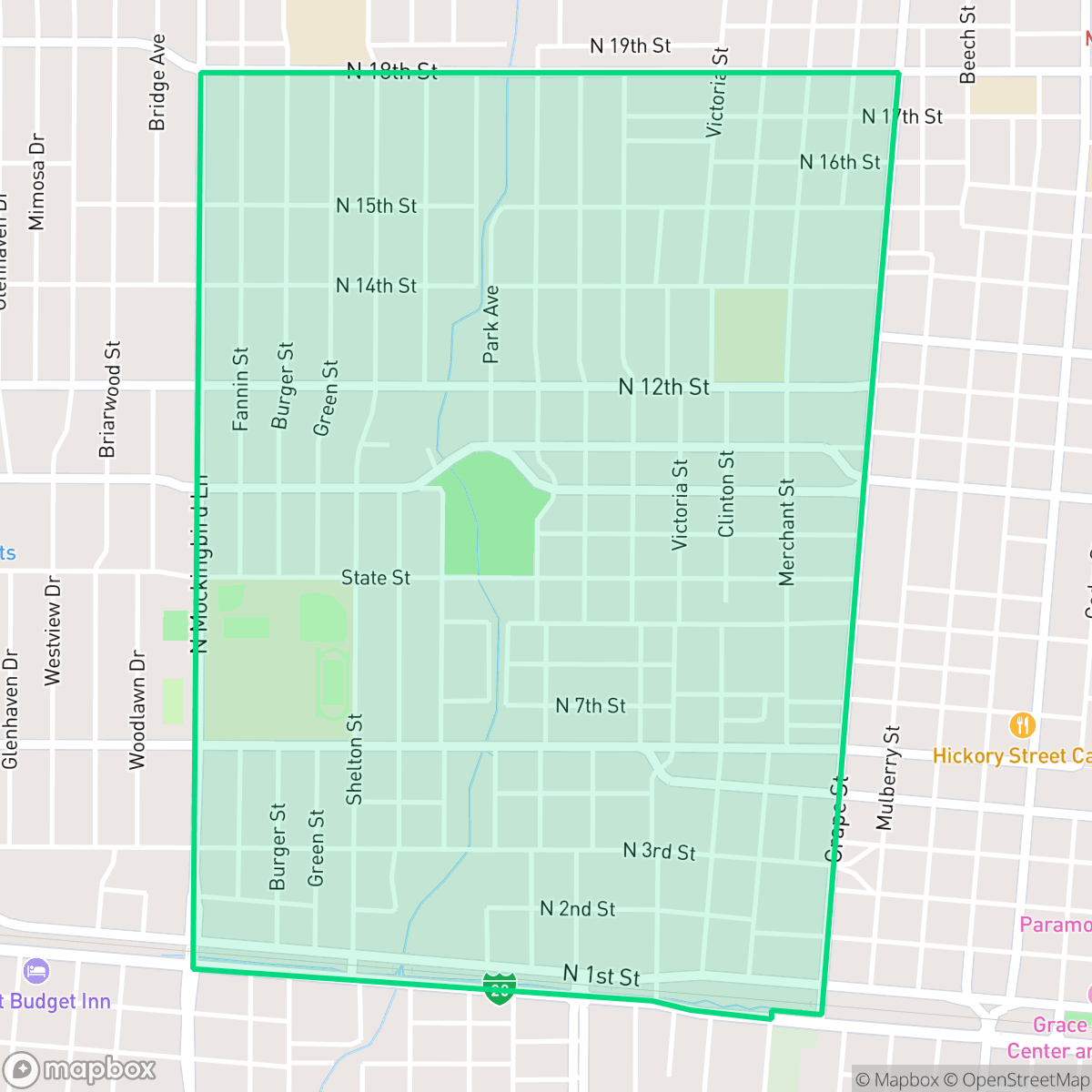 Map showing the location of Cobb Park, Abilene, TX