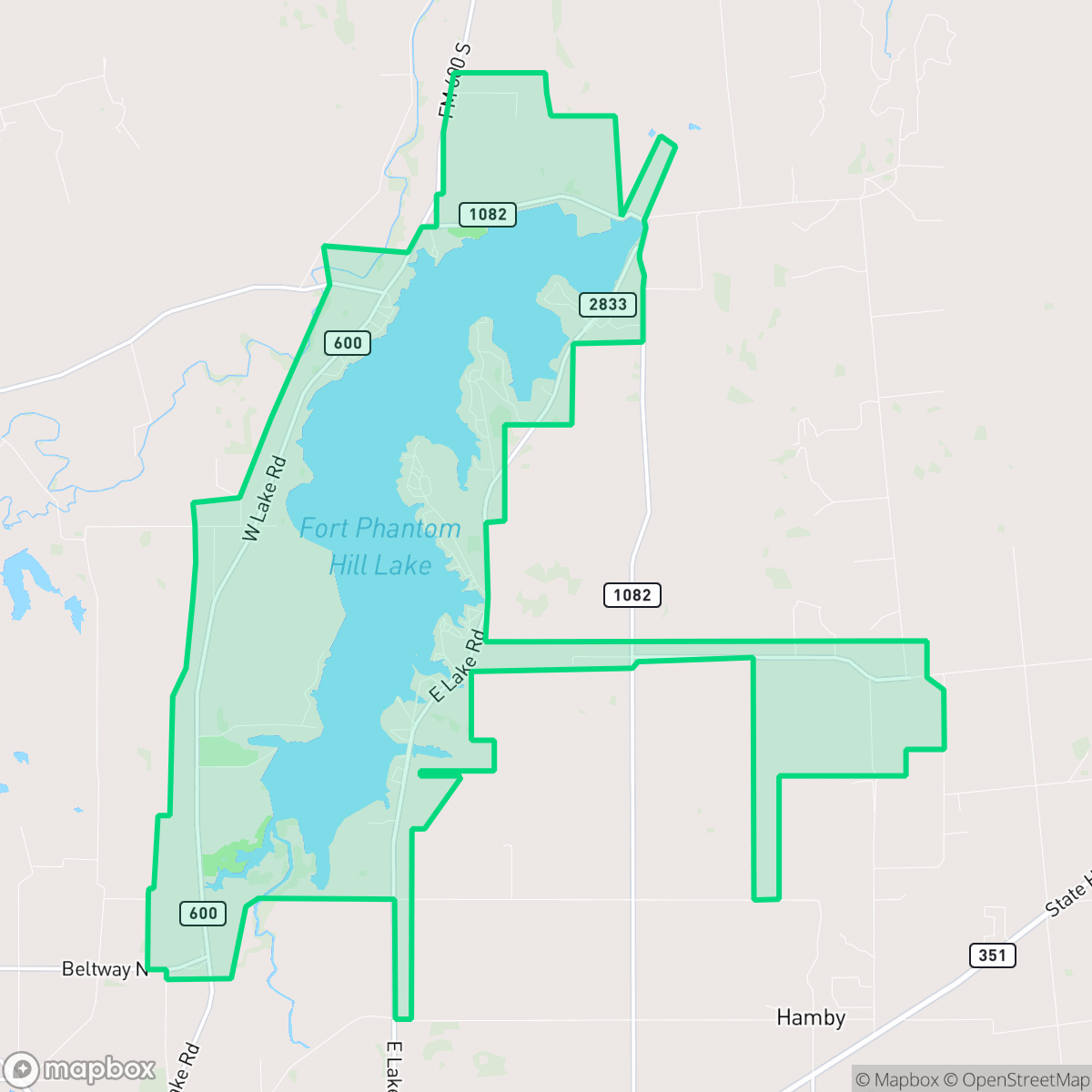 Map showing the location of Fort Phantom, Abilene, TX