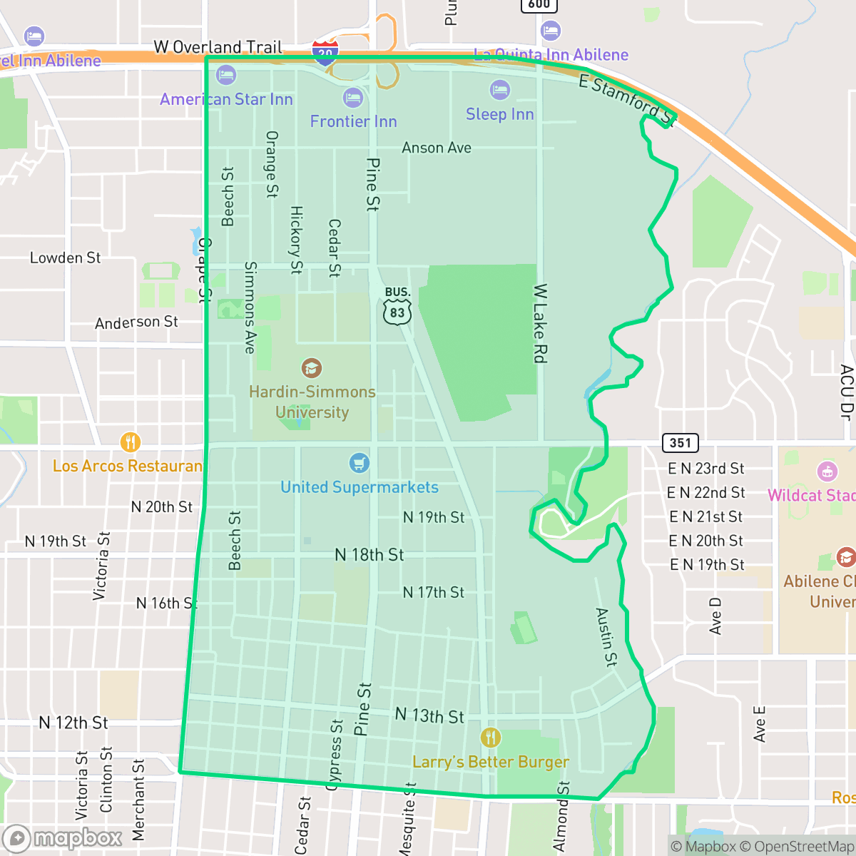 Map showing the location of North College, Abilene, TX