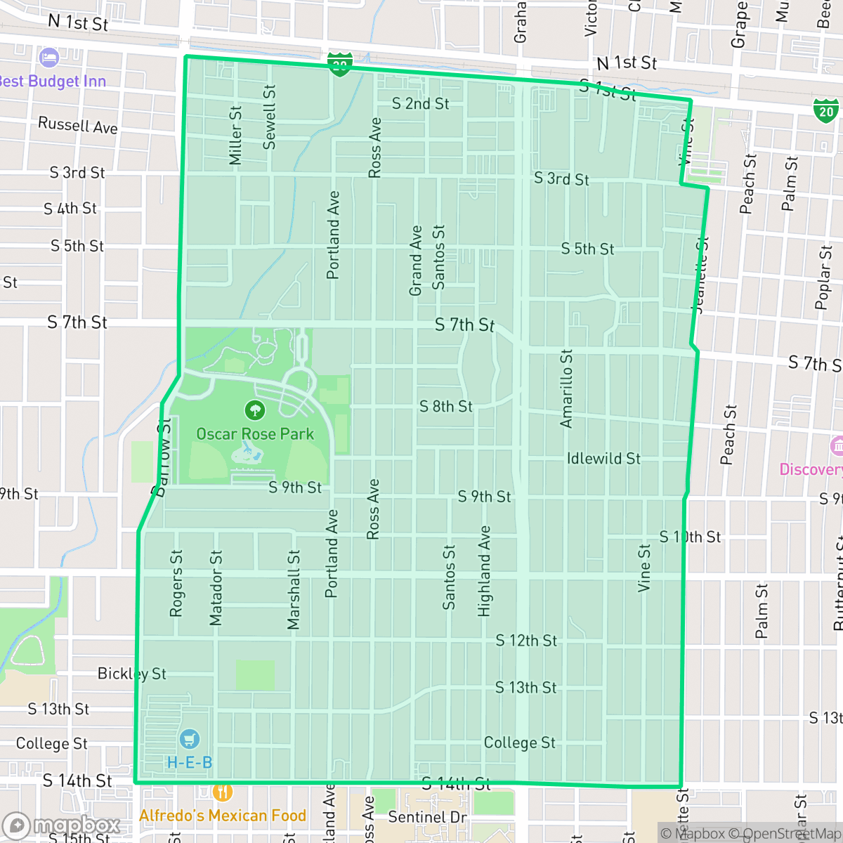Map showing the location of Sayles Boulevard, Abilene, TX