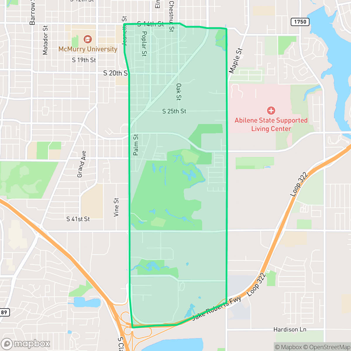 Map showing the location of South Treadaway, Abilene, TX