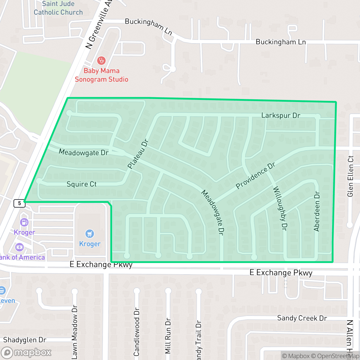 Map showing the location of Allen North, Allen, TX