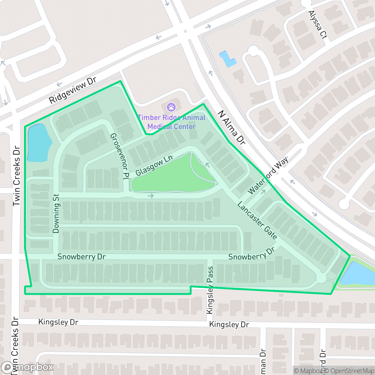 Map showing the location of Avondale, Allen, TX