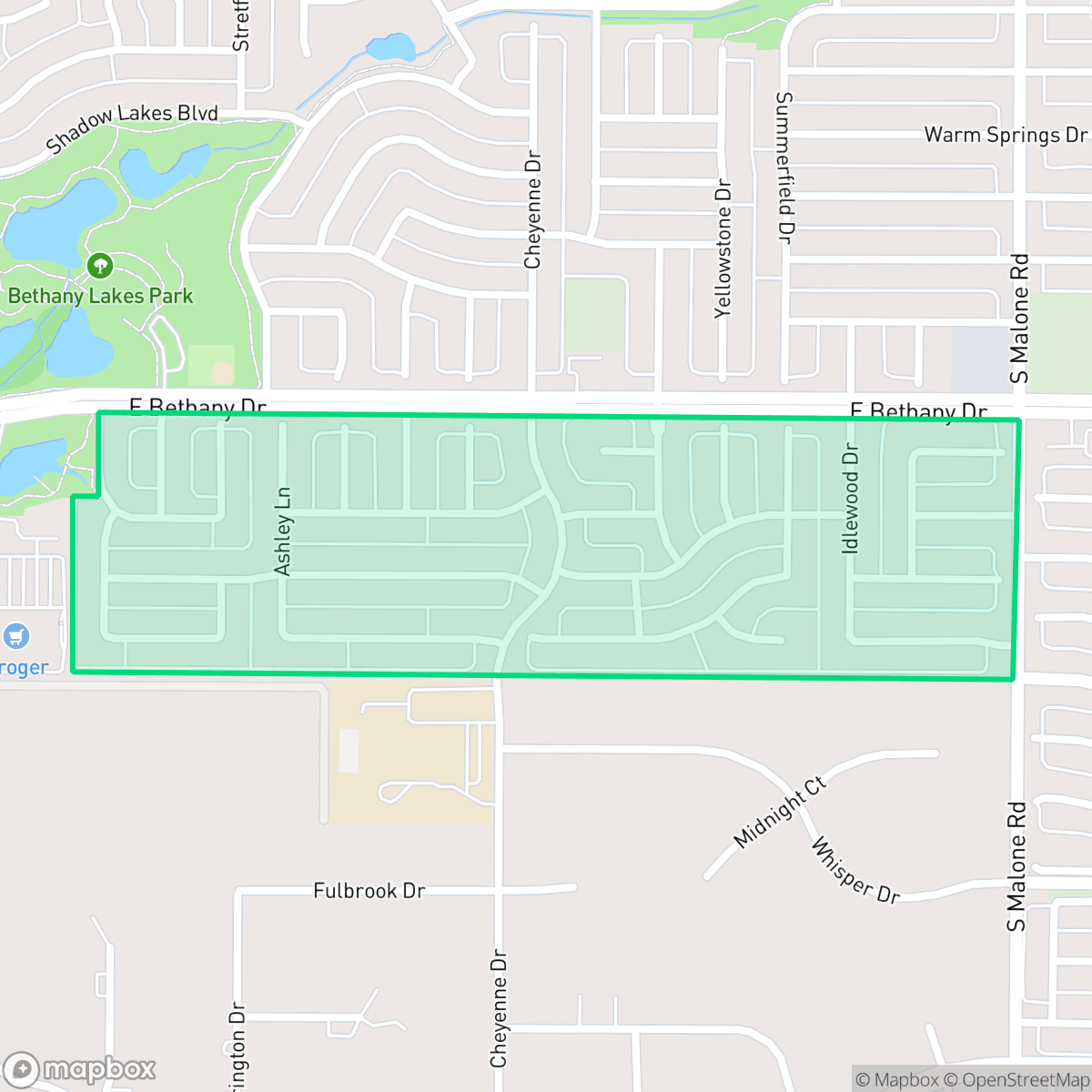 Map showing the location of Bethany Ridge Estates, Allen, TX