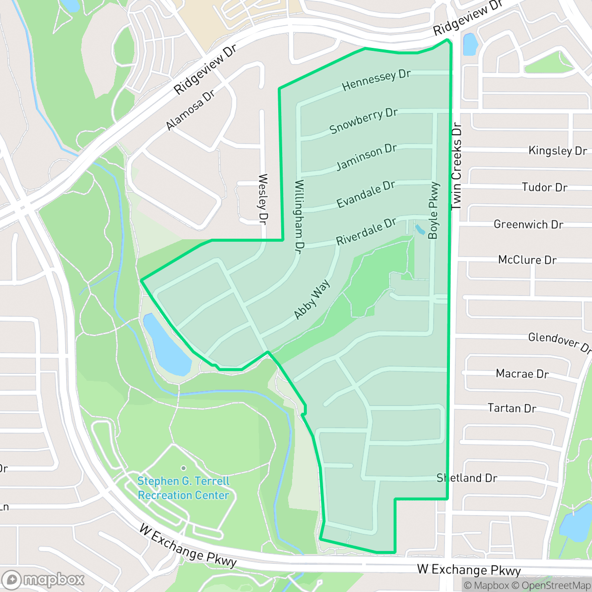 Map showing the location of Cumberland Crossing, Allen, TX
