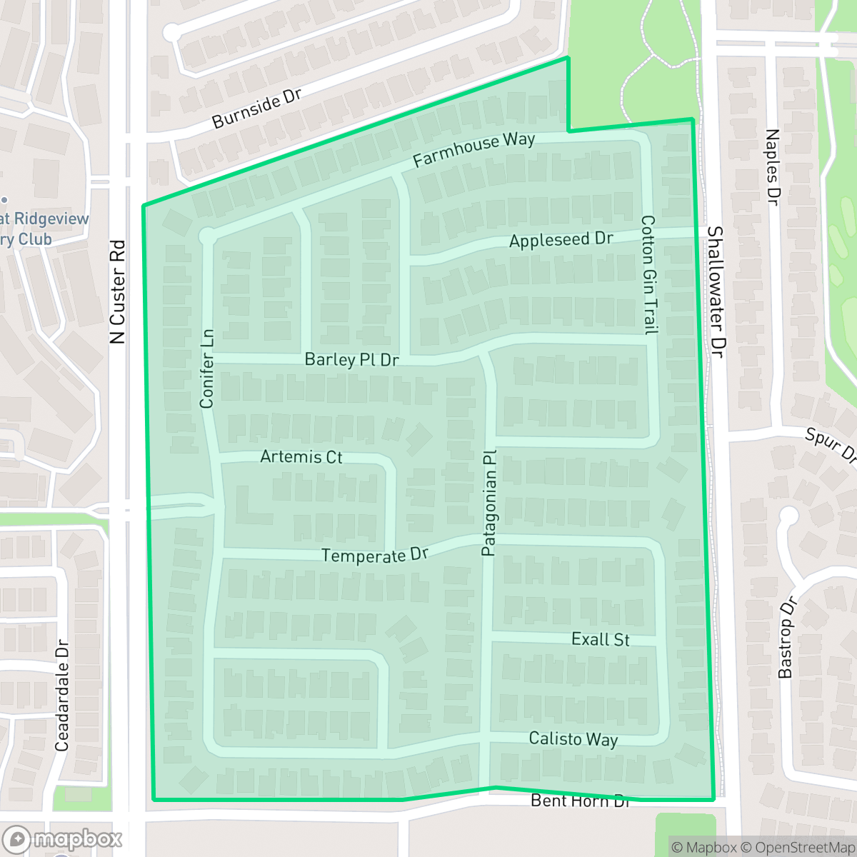 Map showing the location of Cypress Meadows, Allen, TX