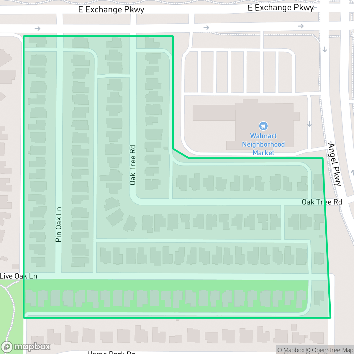 Map showing the location of Oak Ridge, Allen, TX