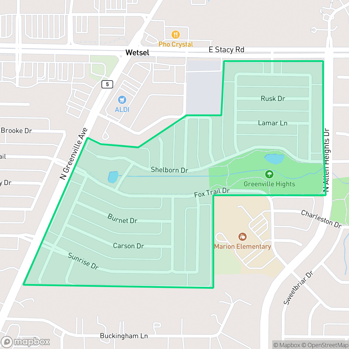 Map showing the location of Silhouette, Allen, TX