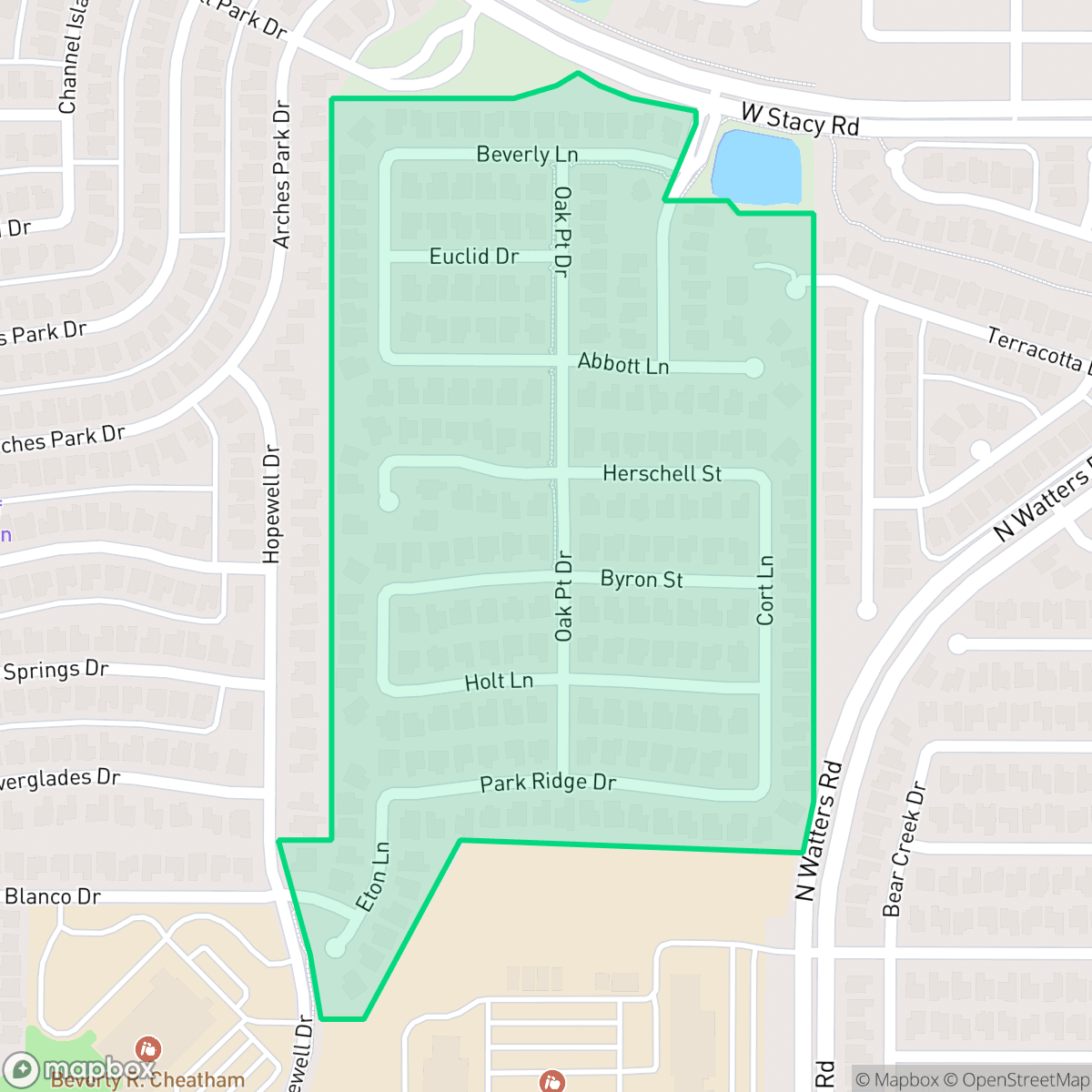 Map showing the location of The Landings, Allen, TX