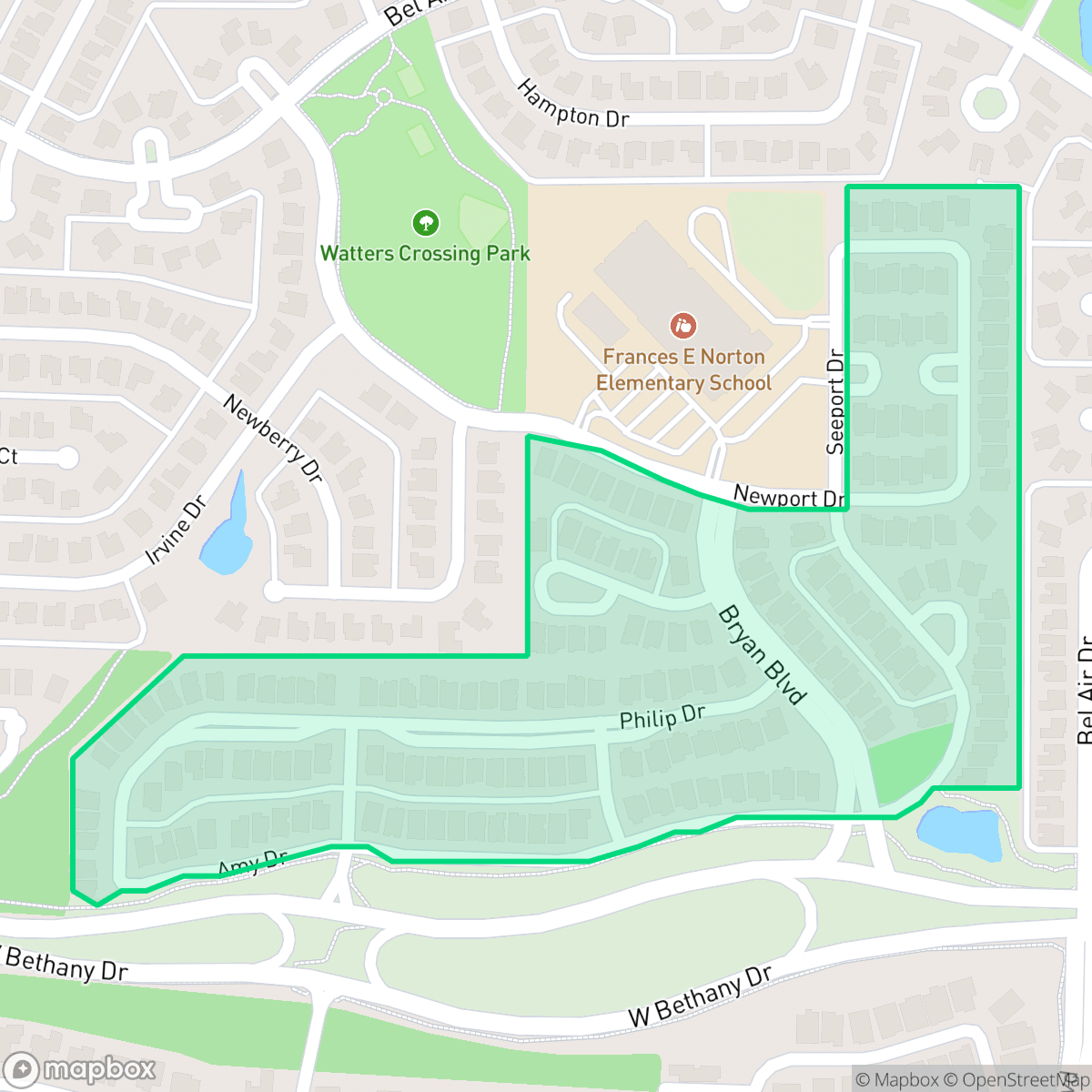 Map showing the location of The Park At Montgomery Farm, Allen, TX