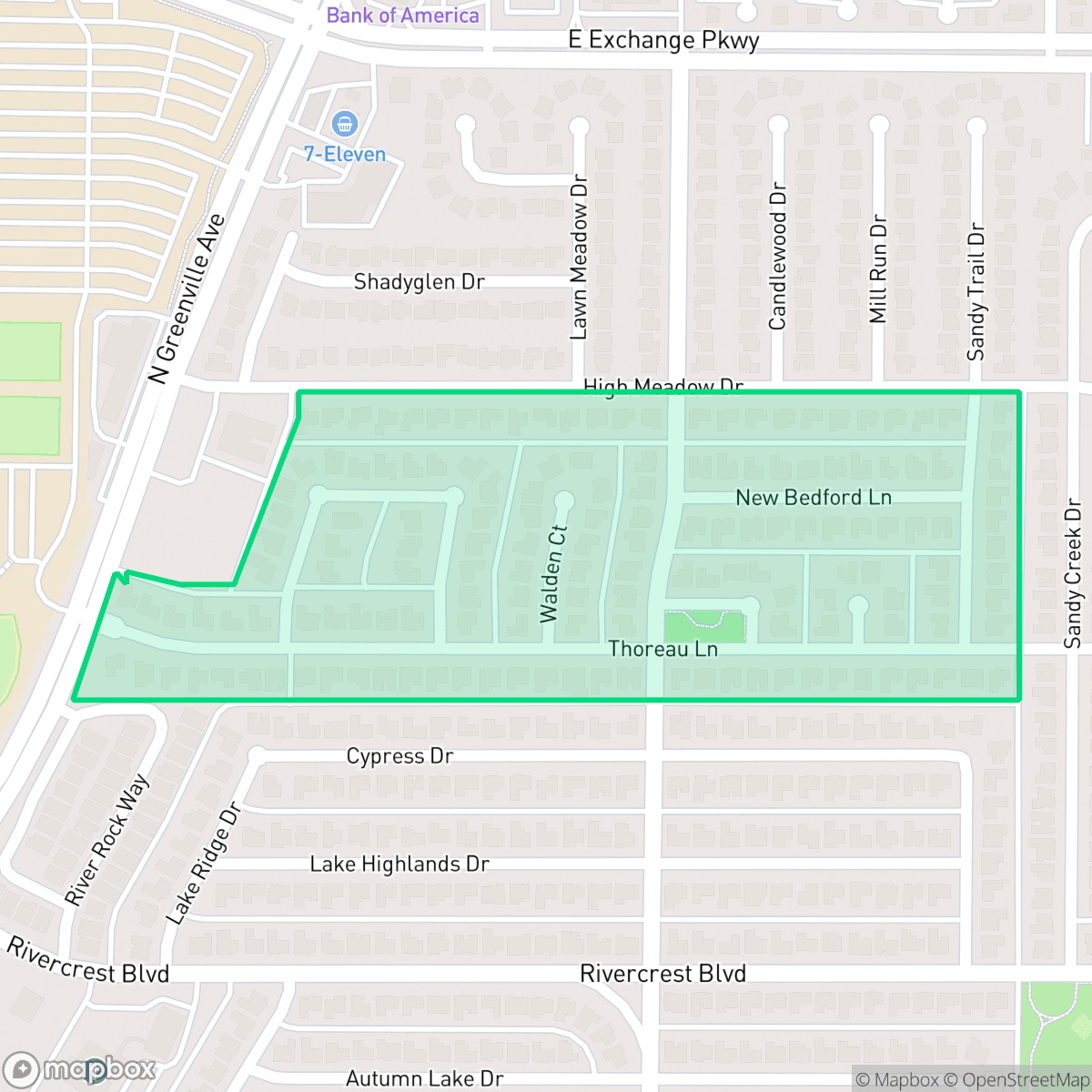 Map showing the location of Walden Park Estates, Allen, TX