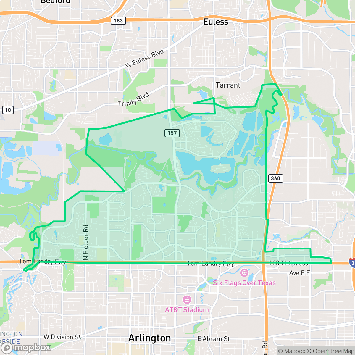 Map showing the location of North, Arlington, TX