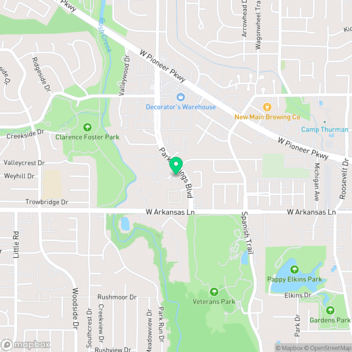Map showing the location of West, Arlington, TX