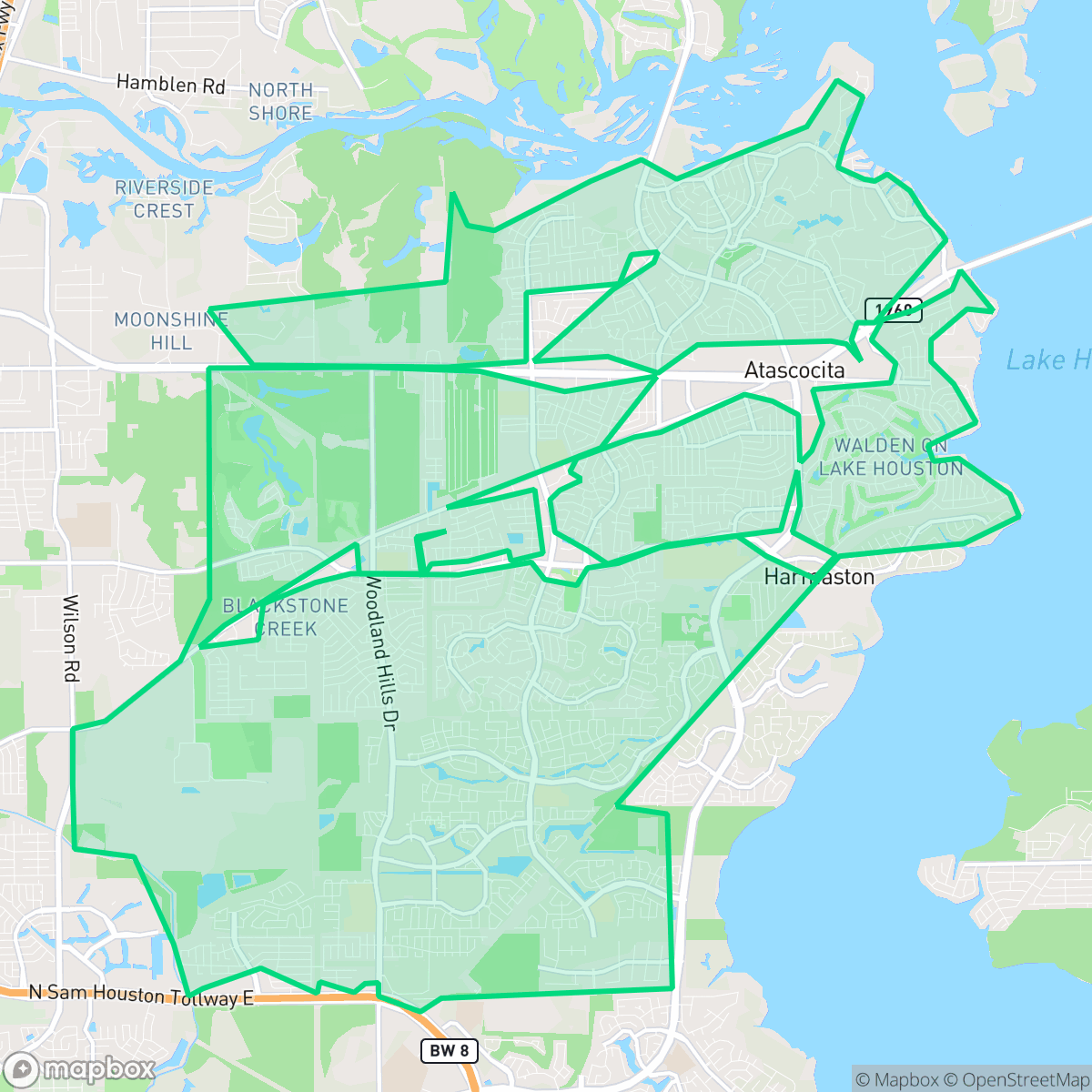 Map showing the location of Atascocita, TX — coverage area
