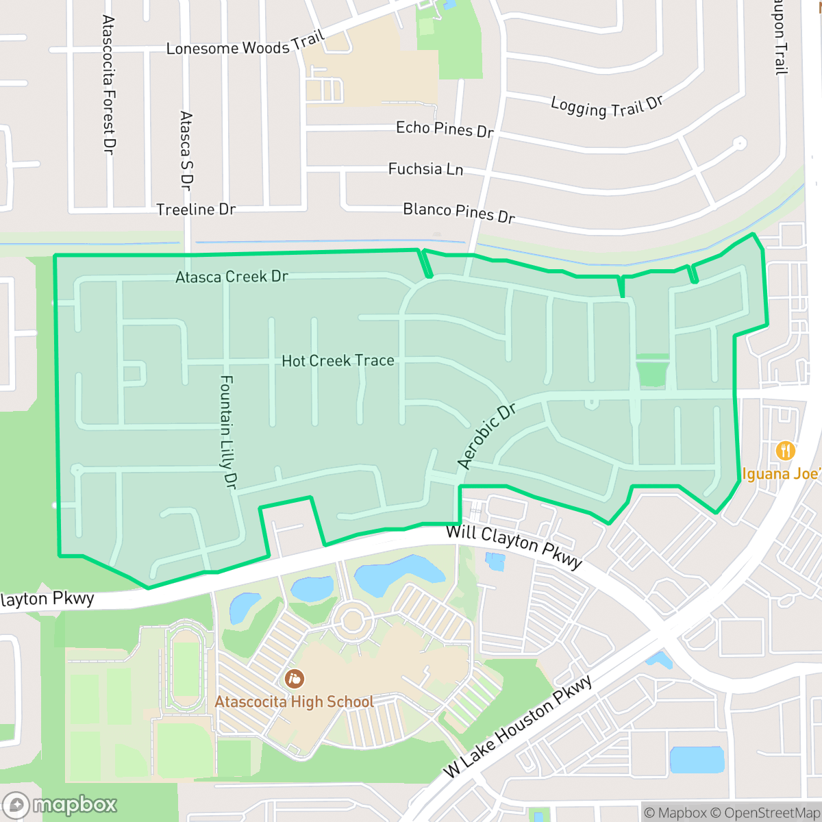 Map showing the location of Atasca Woods, Atascocita, TX