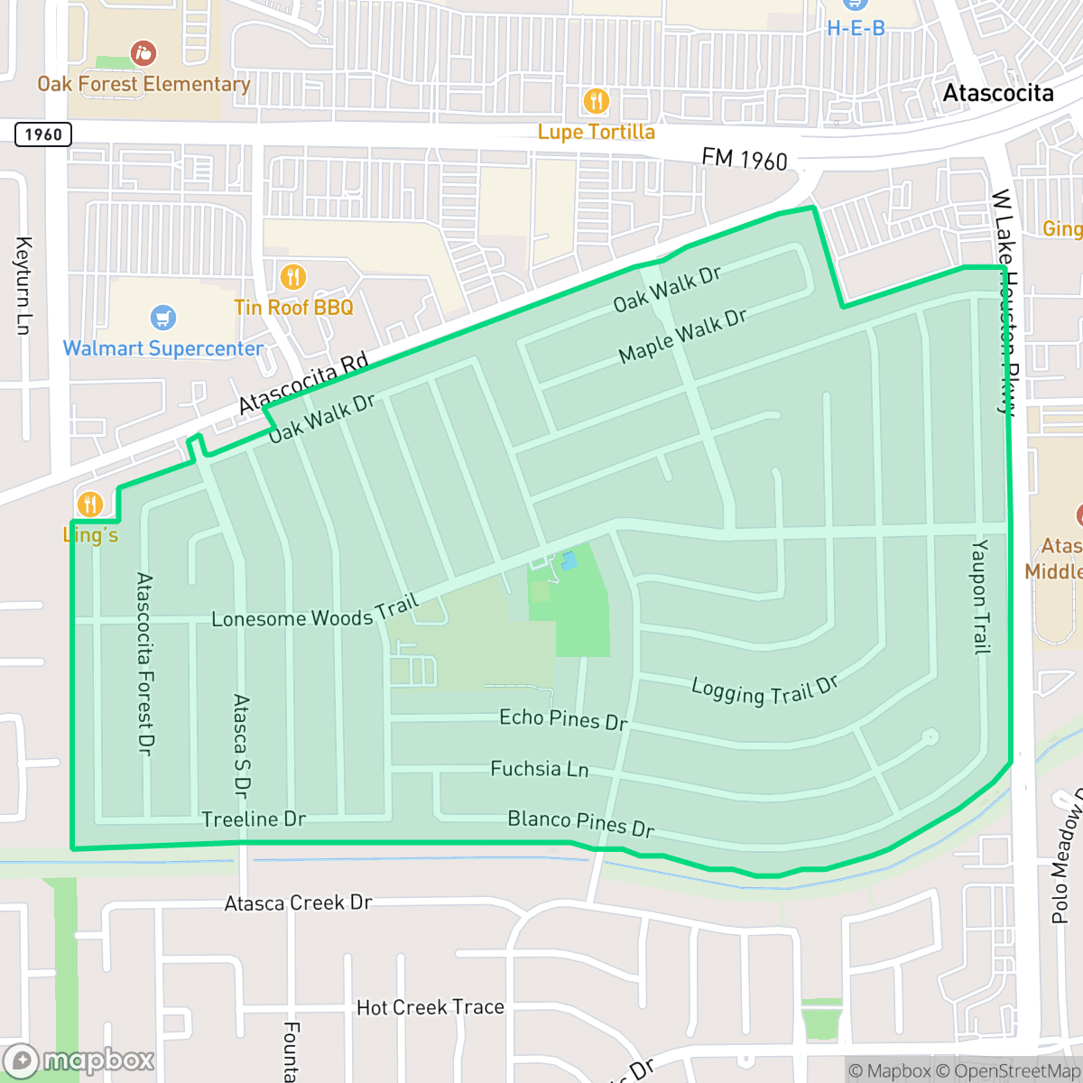 Map showing the location of Atascocita South, Atascocita, TX