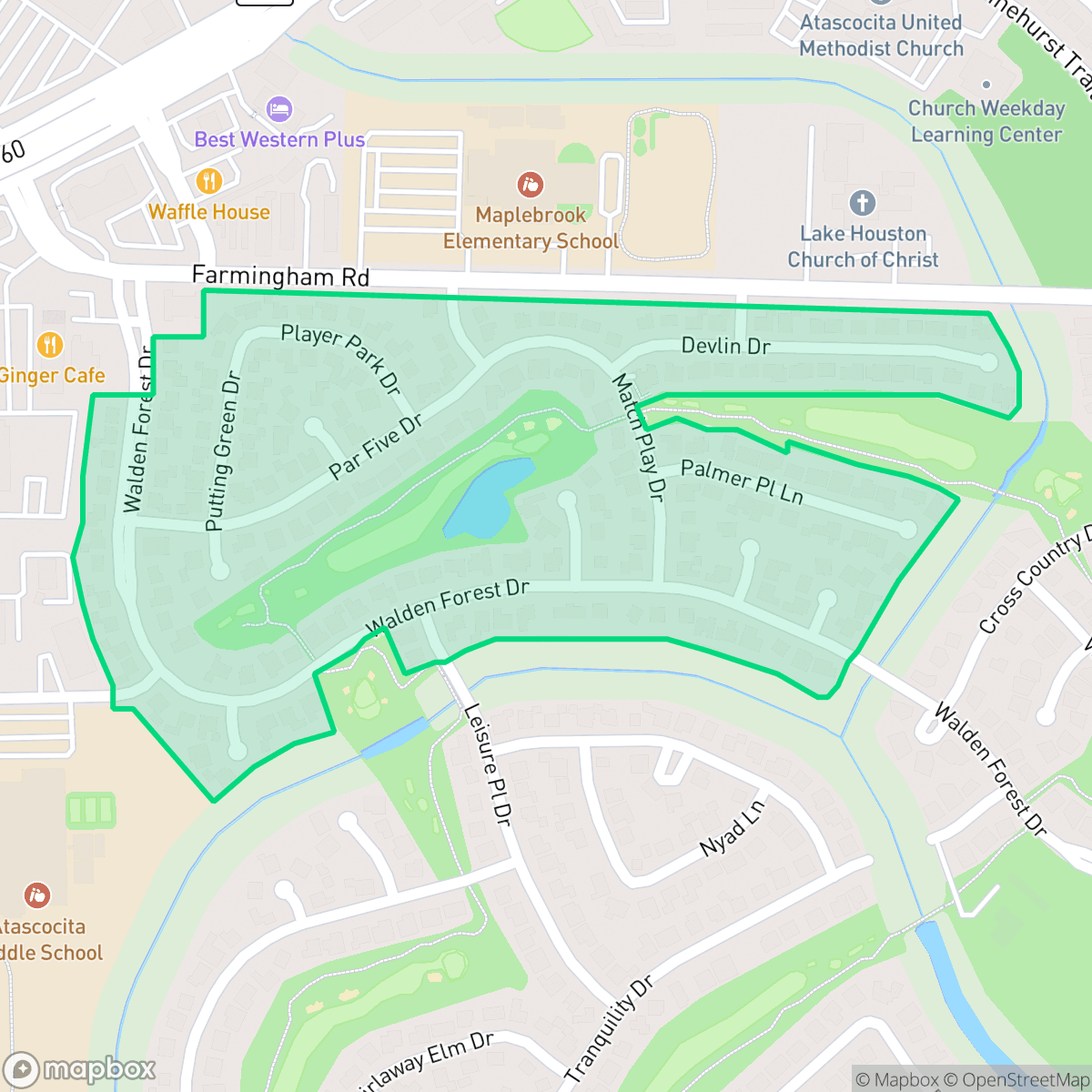Map showing the location of Golfers Village, Atascocita, TX
