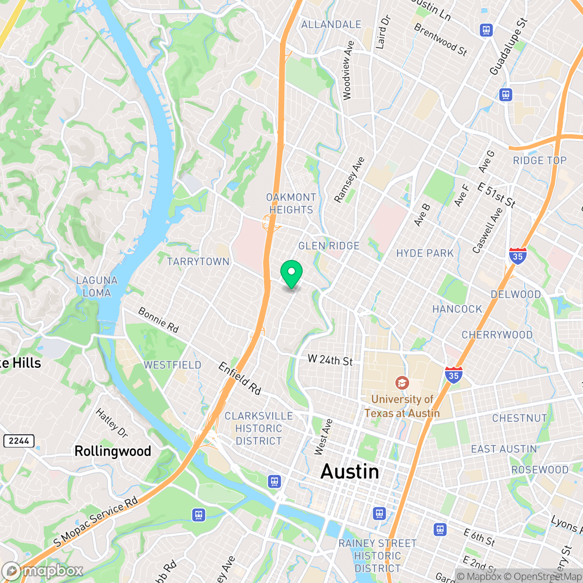 Map showing the location of Austin, TX — coverage area