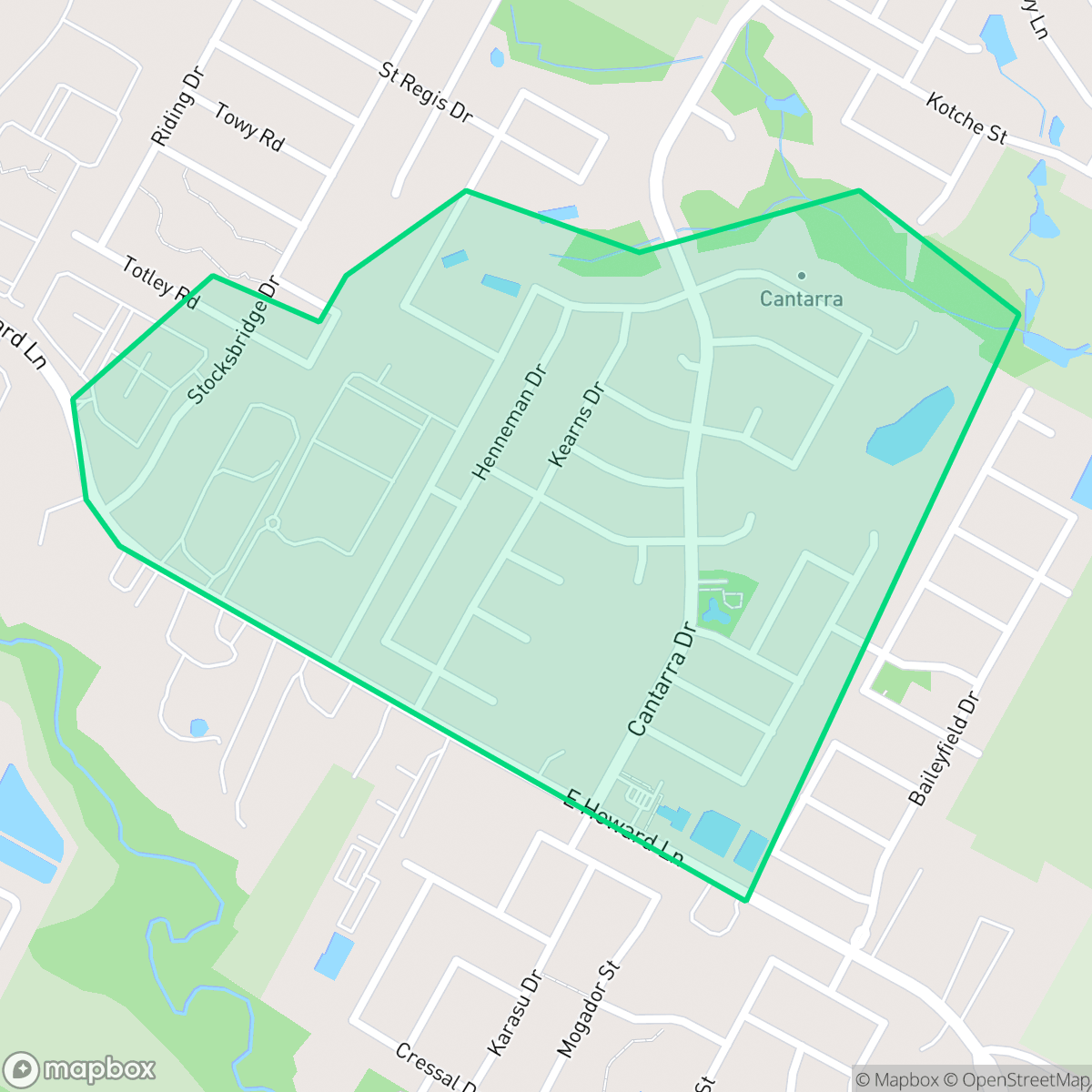 Map showing the location of Cantarra, Austin, TX