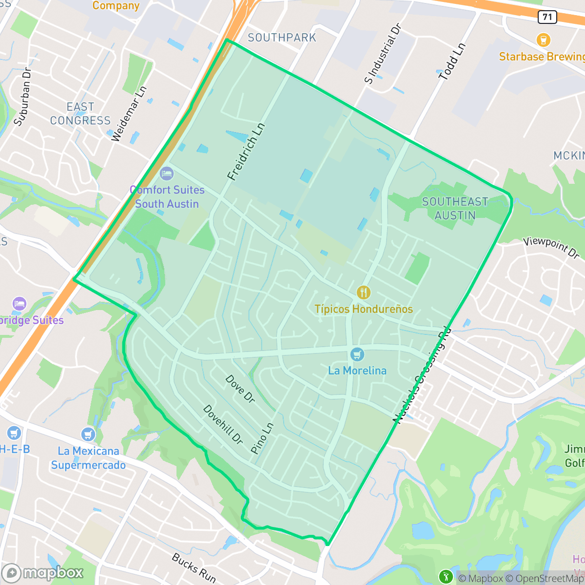 Map showing the location of Franklin Park, Austin, TX