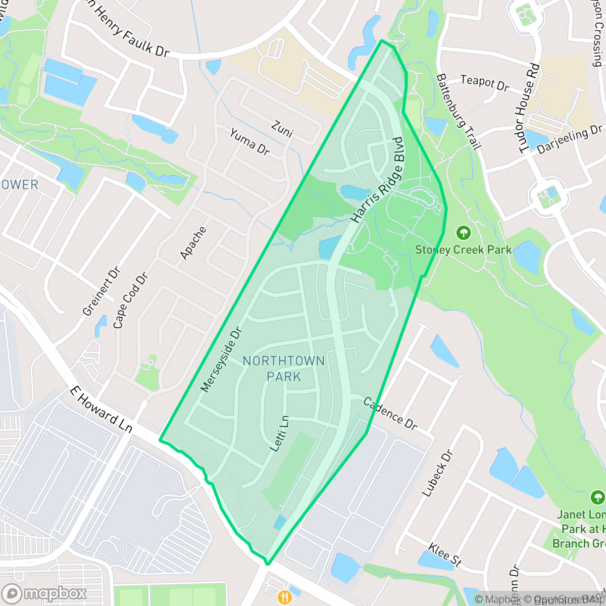 Map showing the location of Northtown Park, Austin, TX