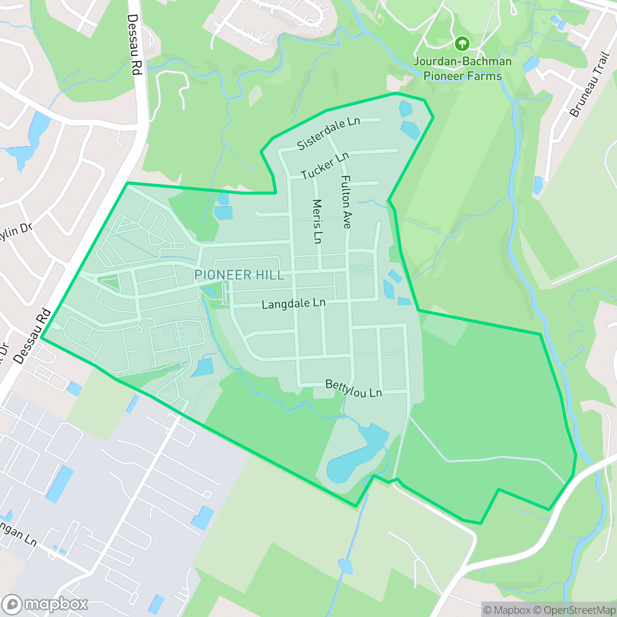 Map showing the location of Pioneer Hill Reserve, Austin, TX
