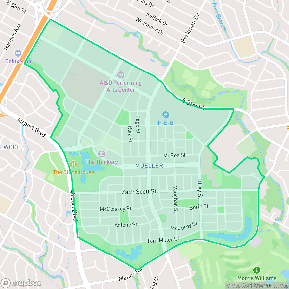 Map showing the location of RMMA, Austin, TX