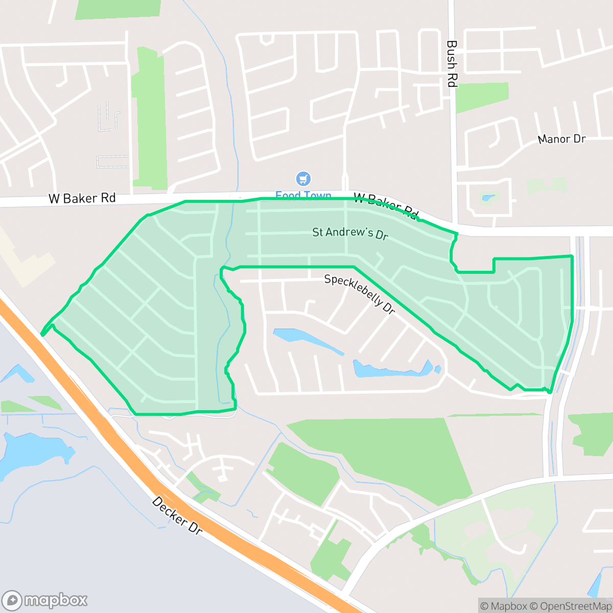 Map showing the location of Country Club Oaks, Baytown, TX