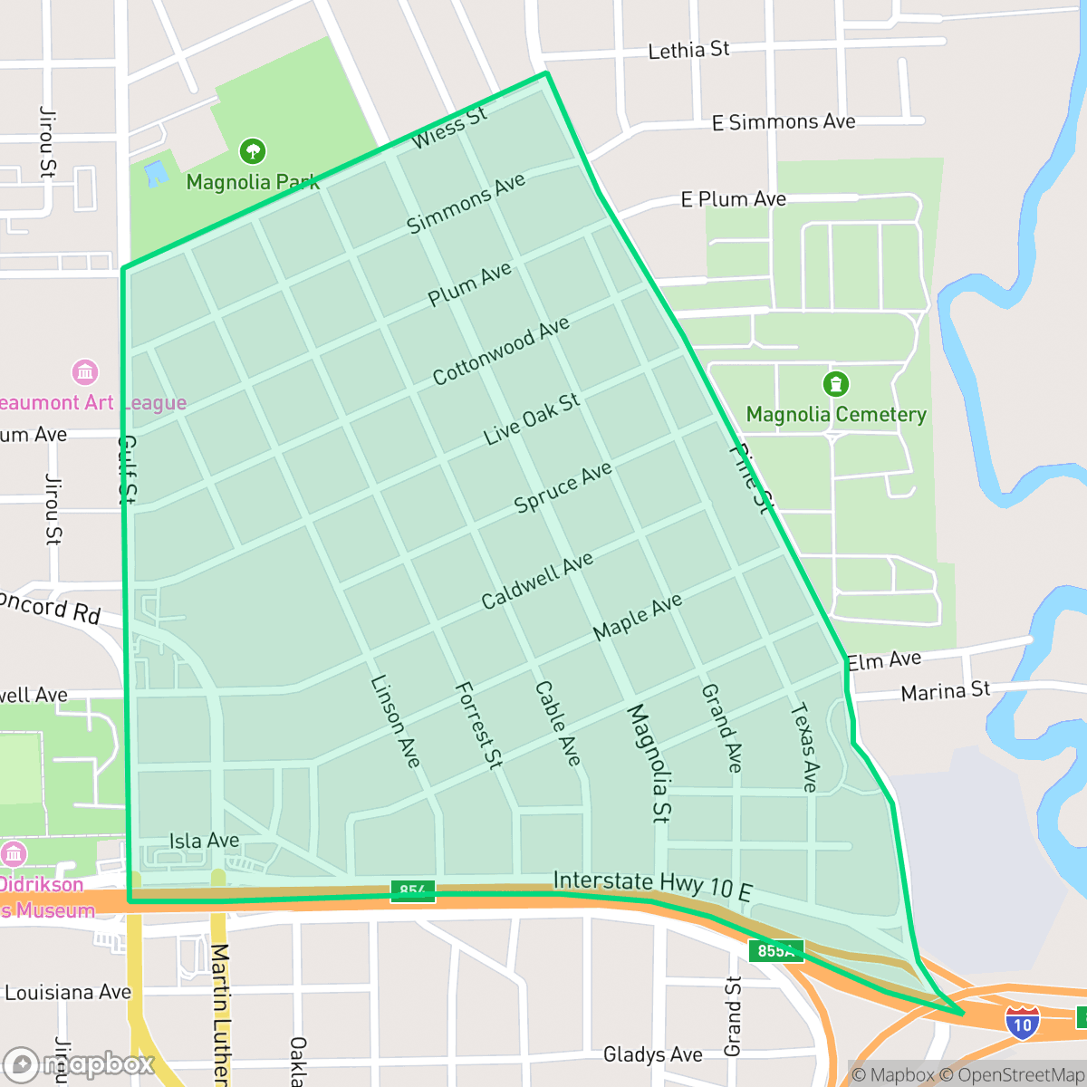 Map showing the location of Cable, Beaumont, TX