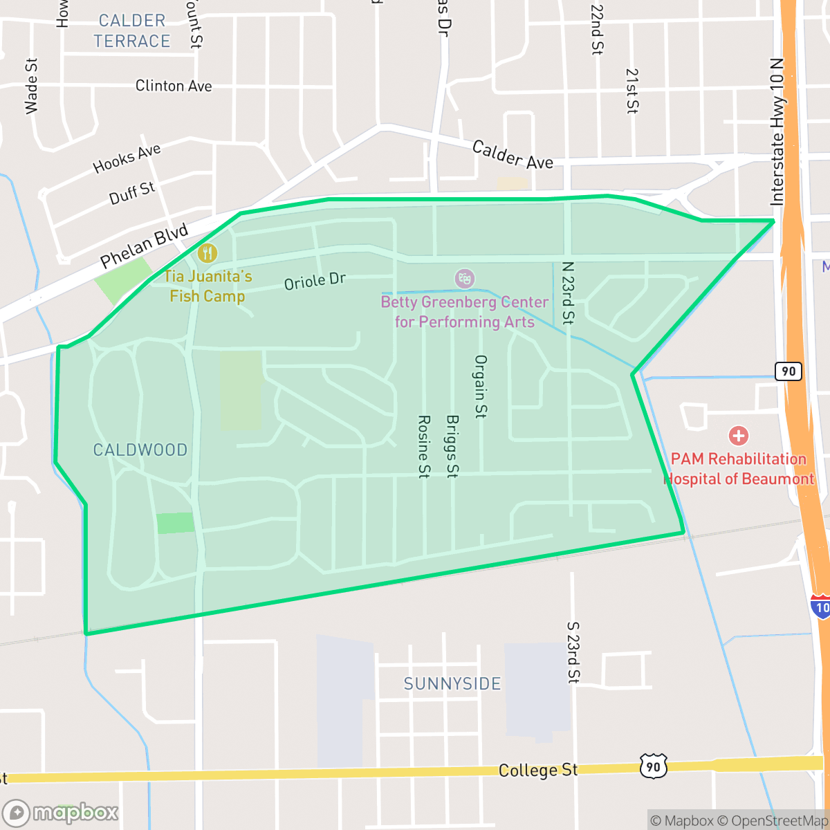 Map showing the location of C.A.N.A., Beaumont, TX