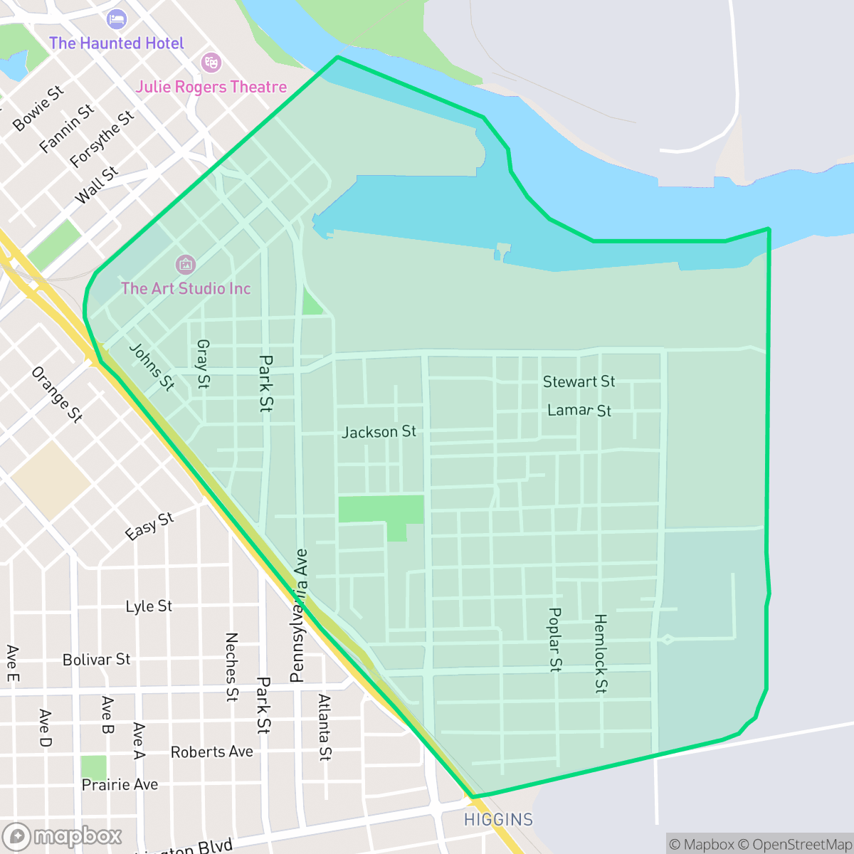 Map showing the location of Charlton Pollard, Beaumont, TX