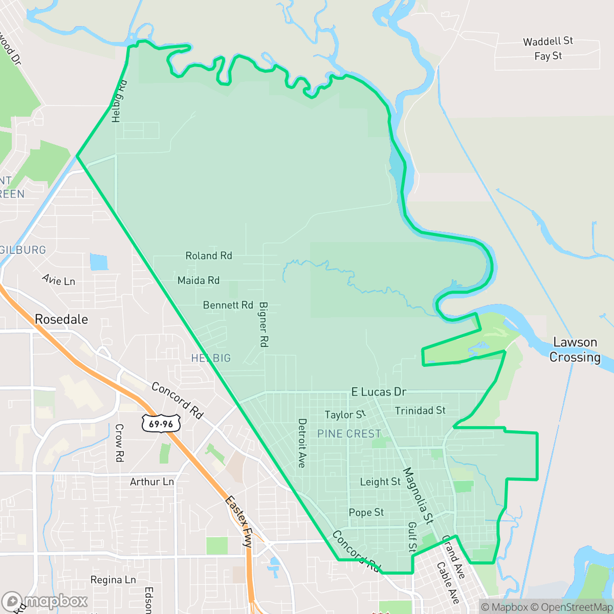 Map showing the location of North End, Beaumont, TX