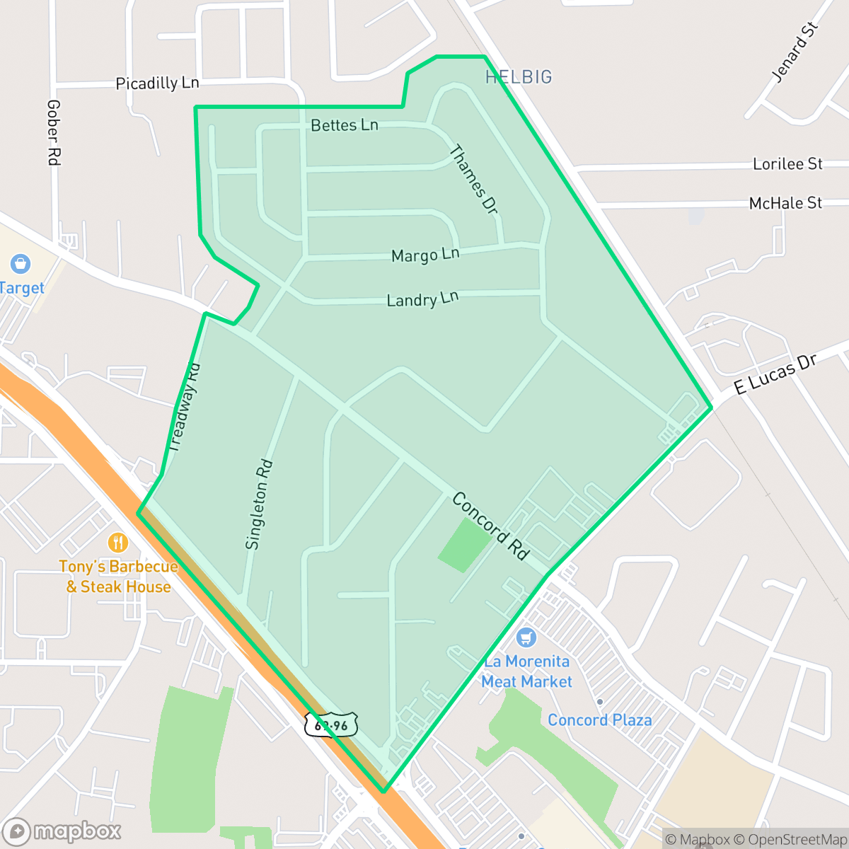 Map showing the location of Pine Cone, Beaumont, TX