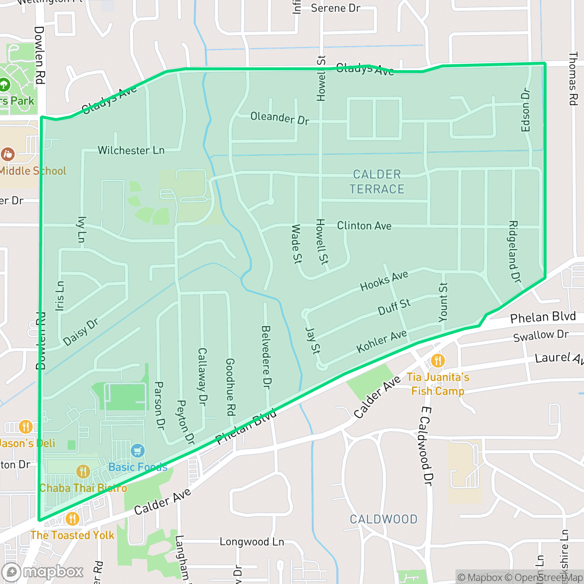 Map showing the location of South C.A.N.A., Beaumont, TX
