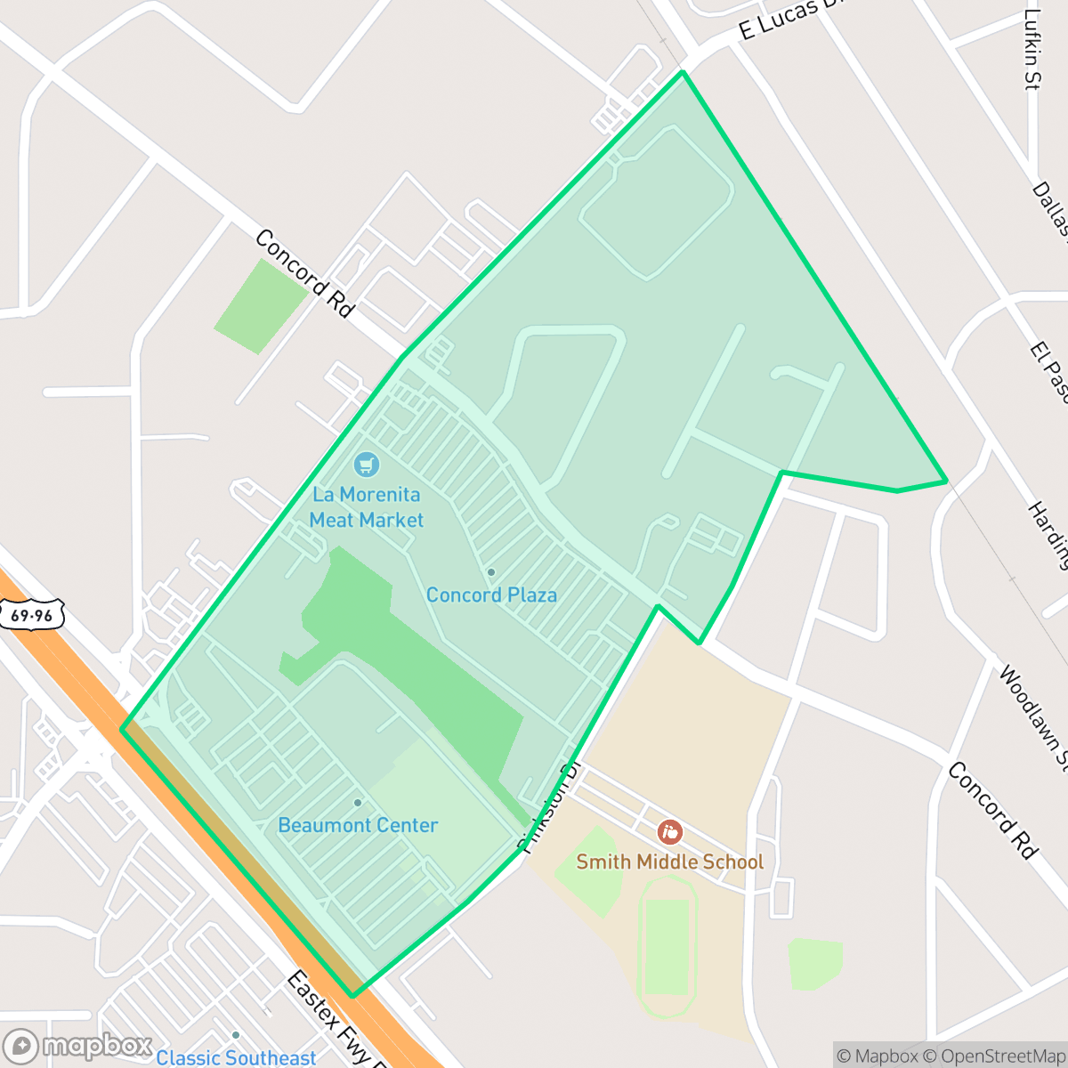 Map showing the location of T.A.C.T.I.C., Beaumont, TX
