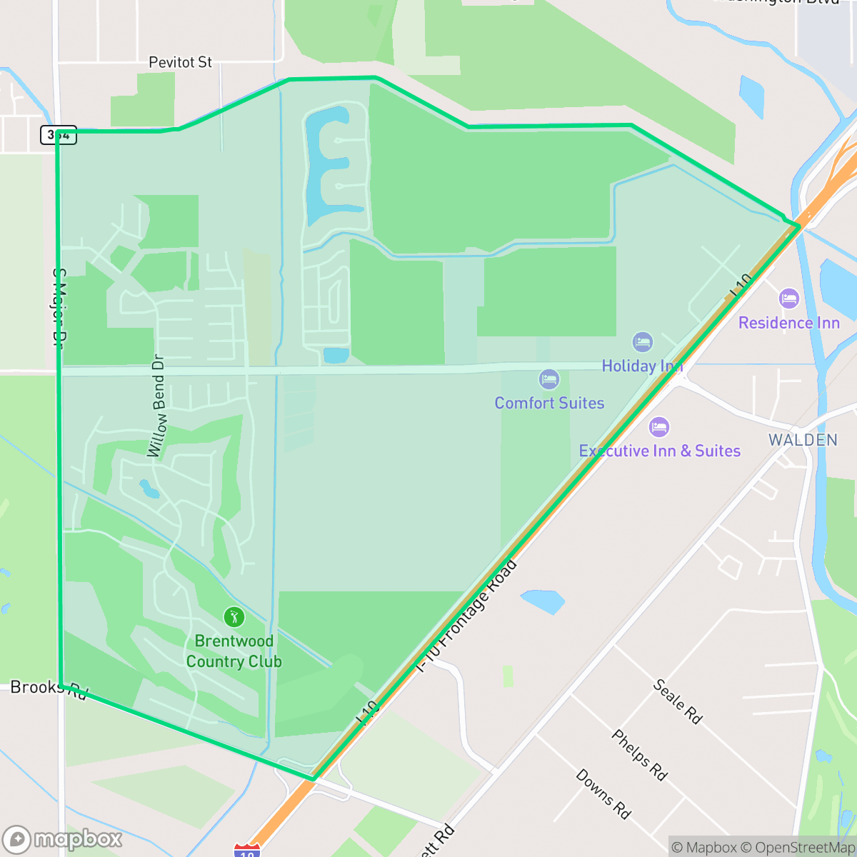 Map showing the location of Willow Creek, Beaumont, TX