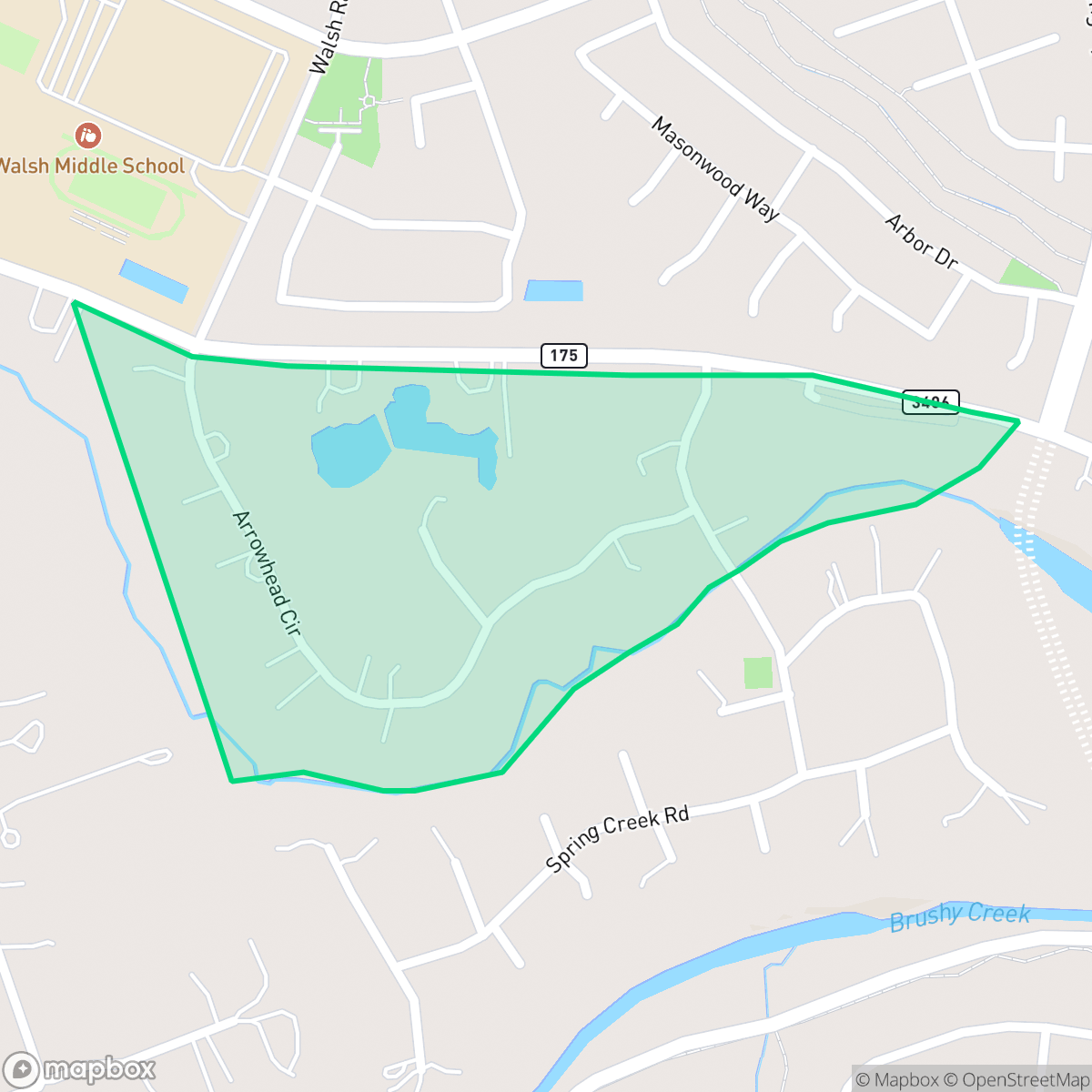Map showing the location of Tokawa Springs, Brushy Creek, TX