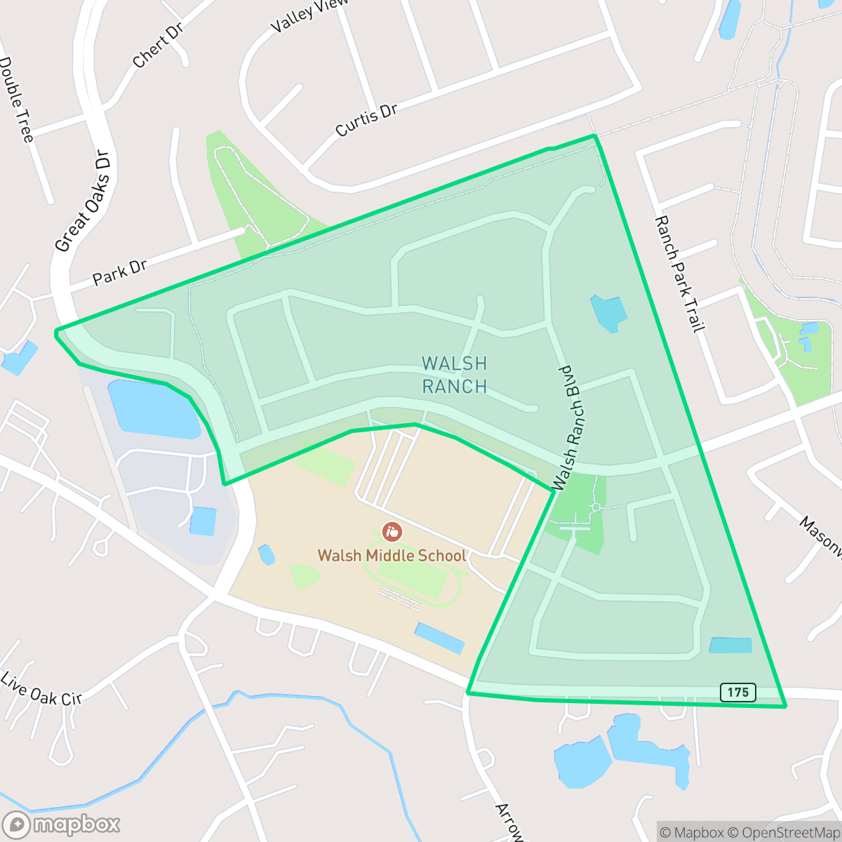 Map showing the location of Walsh Ranch, Brushy Creek, TX