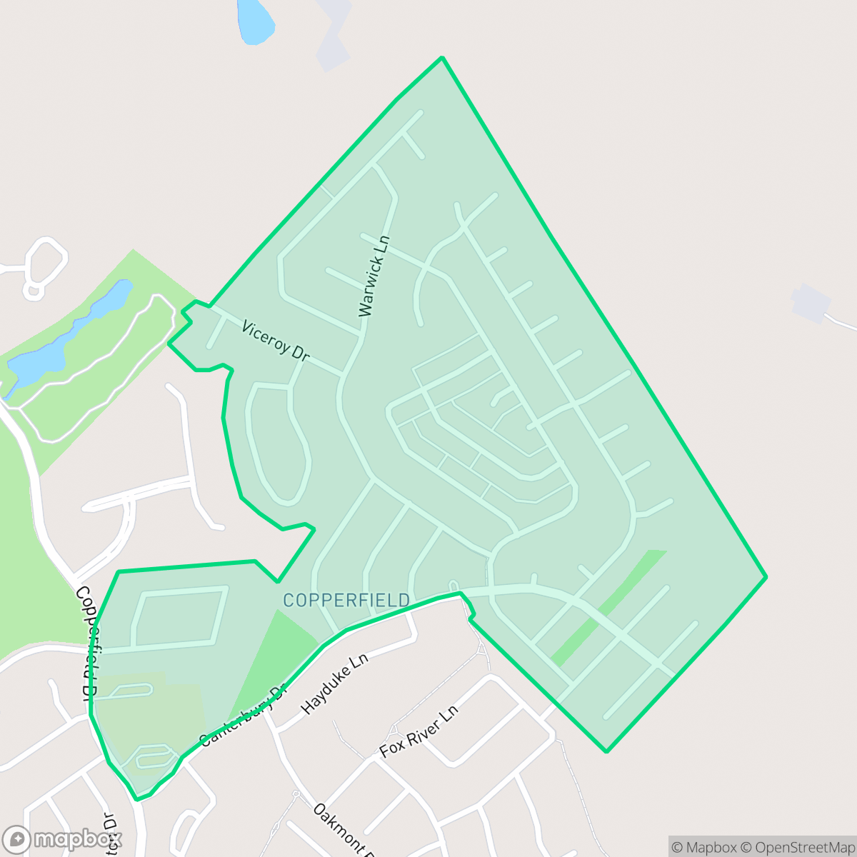 Map showing the location of Copperfield, Bryan, TX