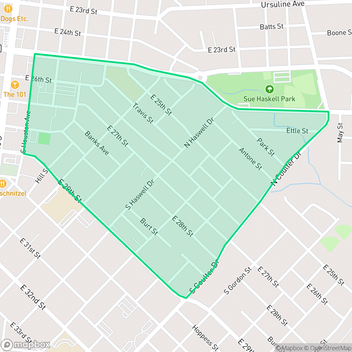 Map showing the location of Escondido, Bryan, TX