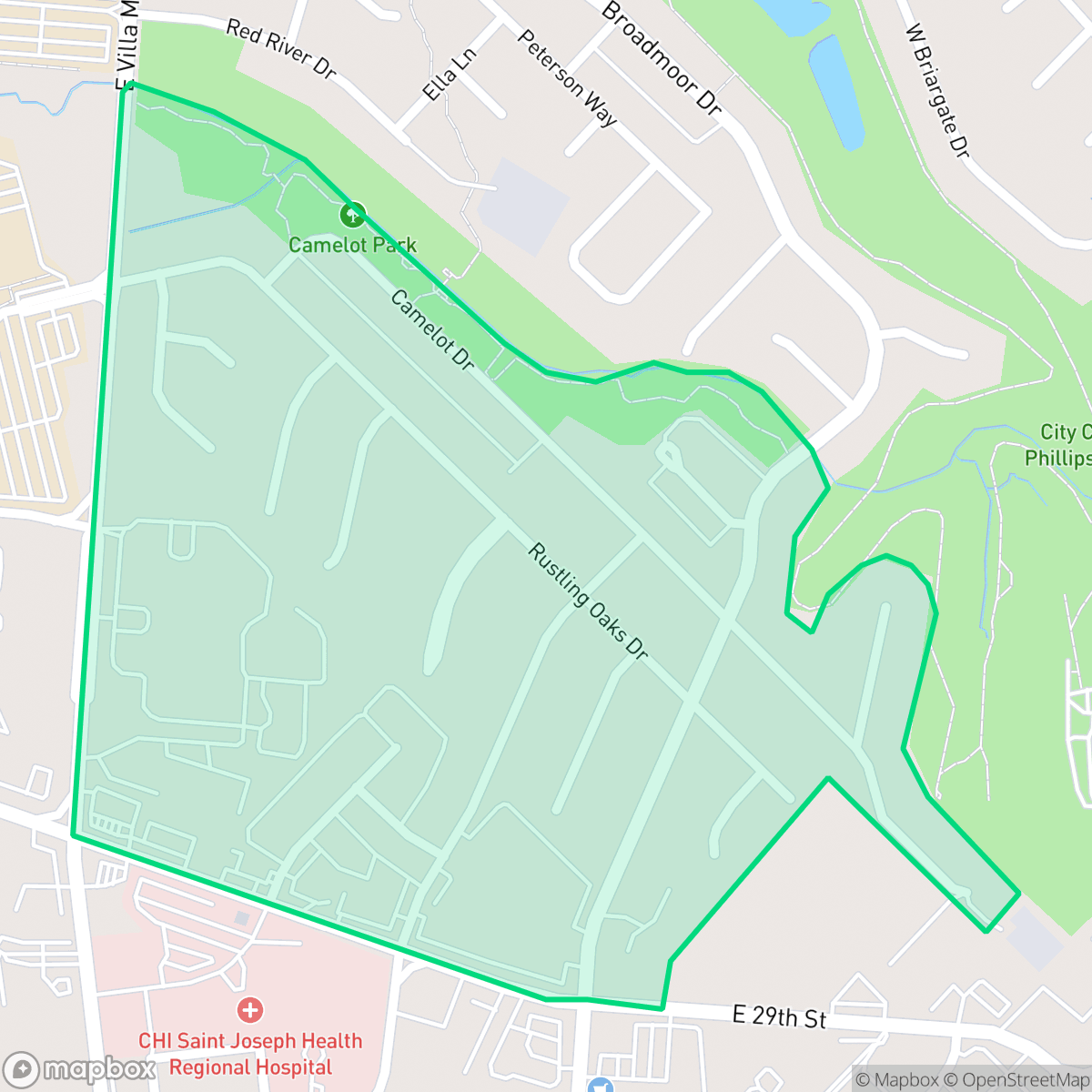 Map showing the location of Memorial Forest, Bryan, TX