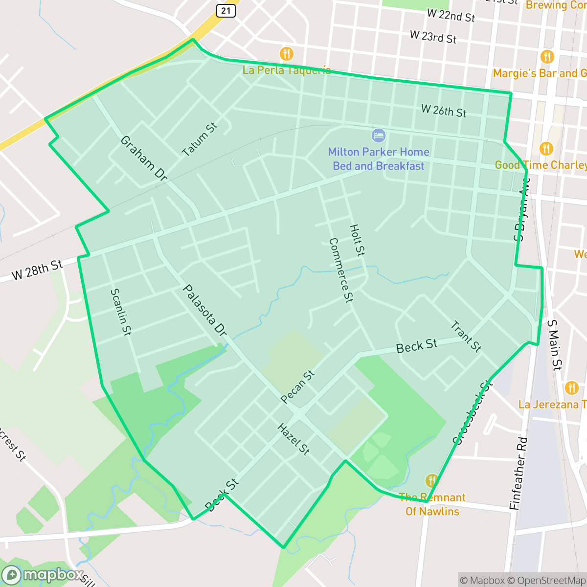 Map showing the location of Milam-Jones, Bryan, TX
