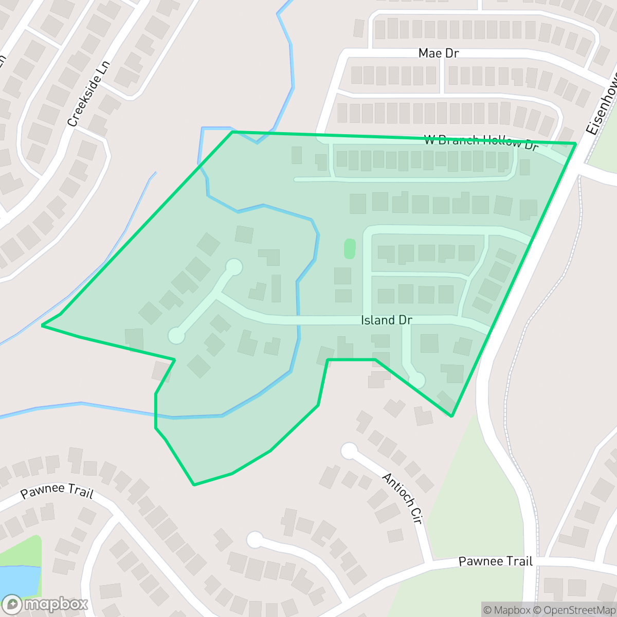 Map showing the location of Hidden Island, Carrollton, TX