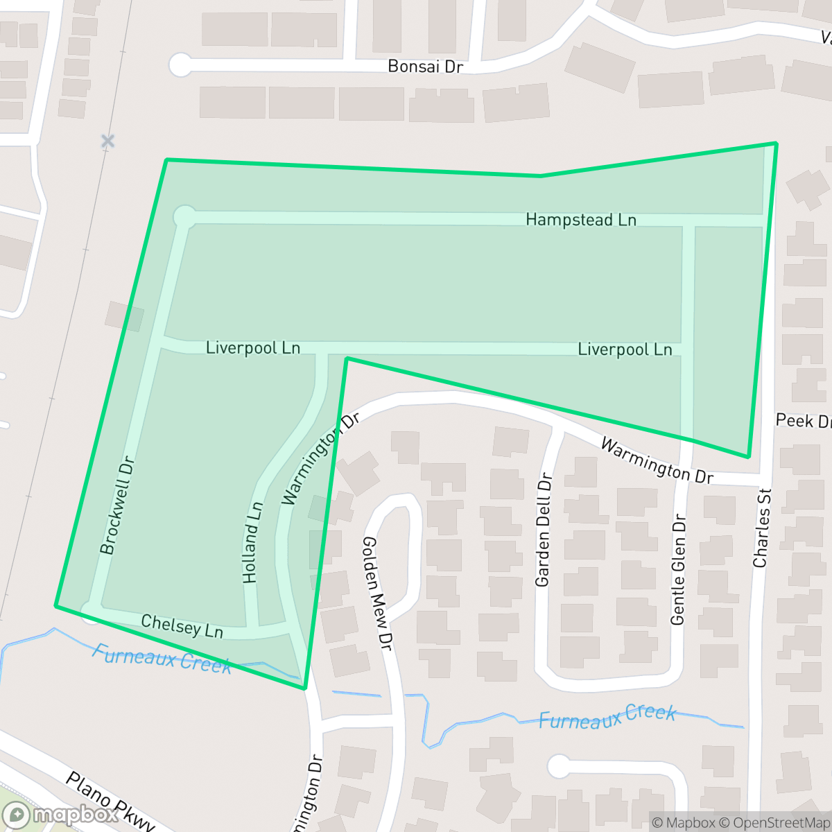 Map showing the location of Kensington Place, Carrollton, TX