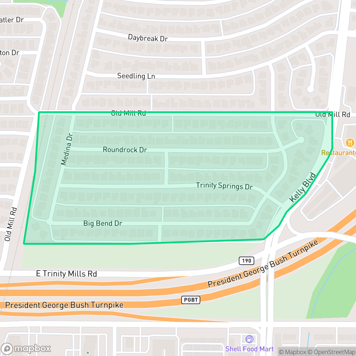 Map showing the location of Morningside, Carrollton, TX