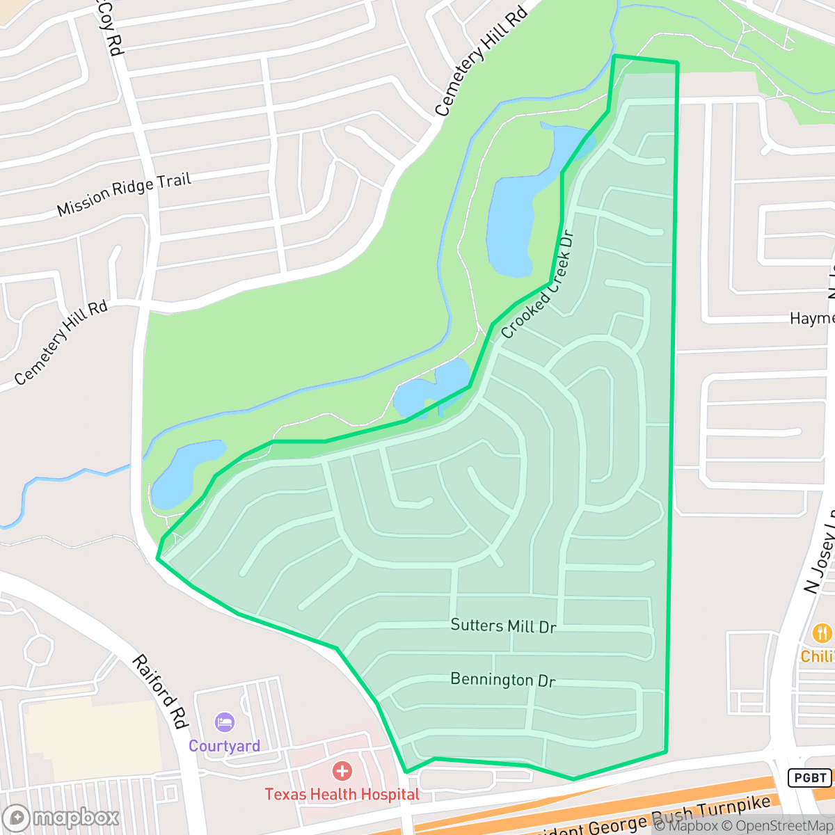 Map showing the location of Nob Hill, Carrollton, TX